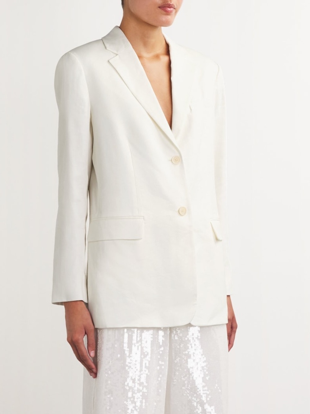 NWT ✨Theory Ivory Single-Breasted Linen Blend Tailored Blazer